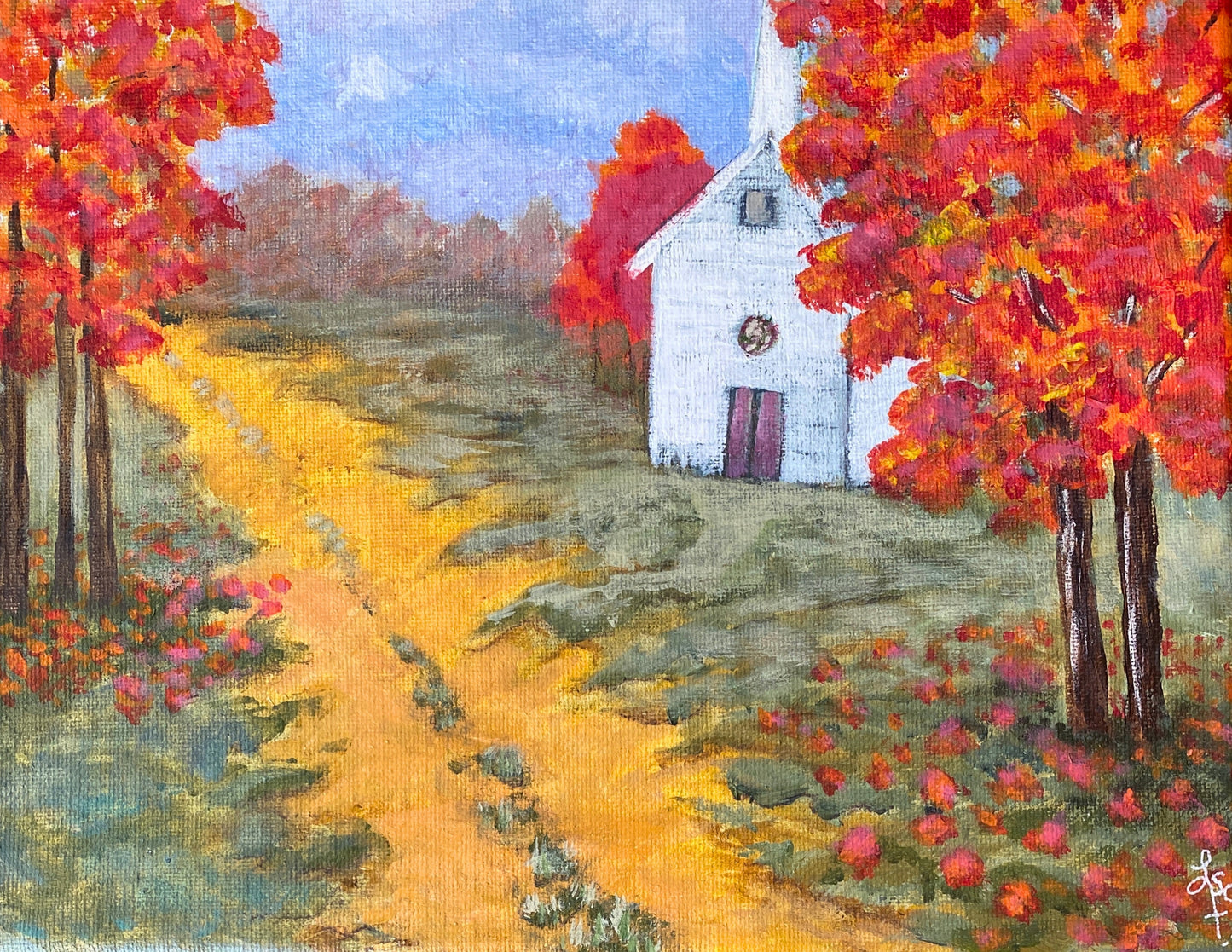 Thanksgiving Chapel – Autumn Landscape 8x10 Acrylic Canvas