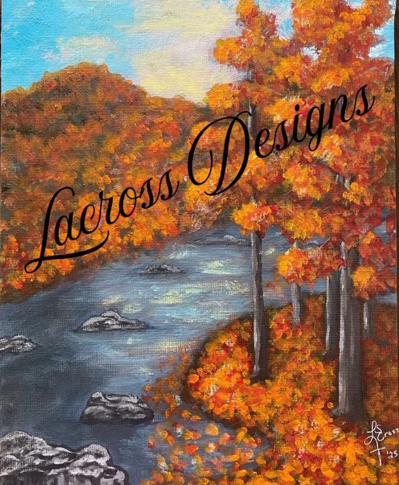 “Fall Leaves” 8x10 Acrylic Beautiful showing of changing seasons by LaDonna Shaw Cross , LaCross Designs