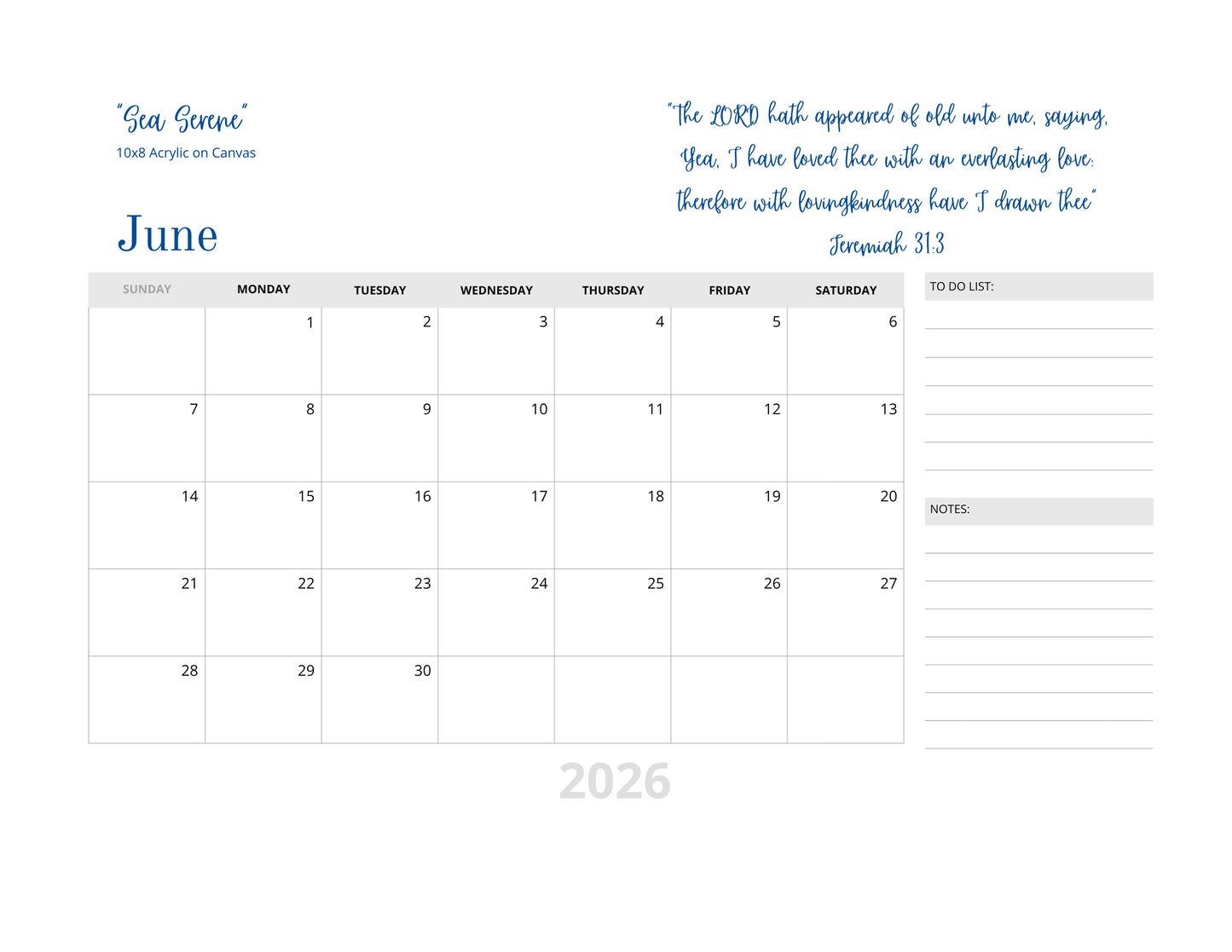 2026 Seasons of Grace Inspirational Art & Scripture Calendar