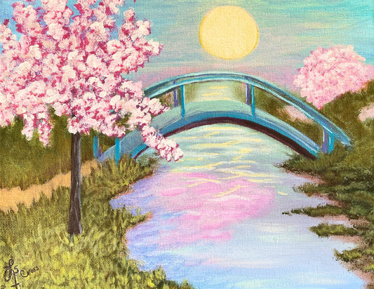 Hope Blooms – Spring Cherry Blossoms & Bridge 8x10 Canvas
